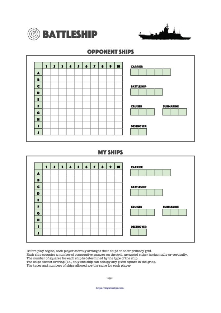 Game Free Printable Battleship Grid To Download