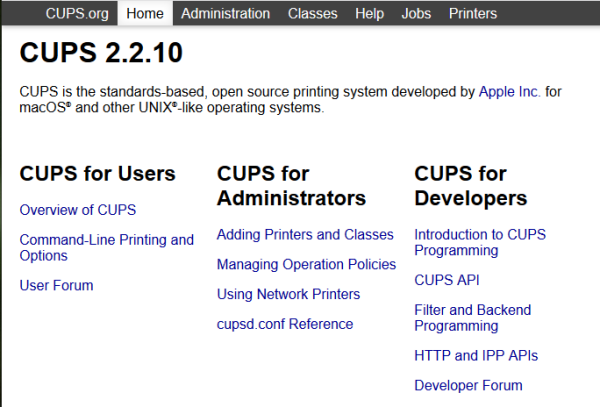 Step 1: CUPS Home Page