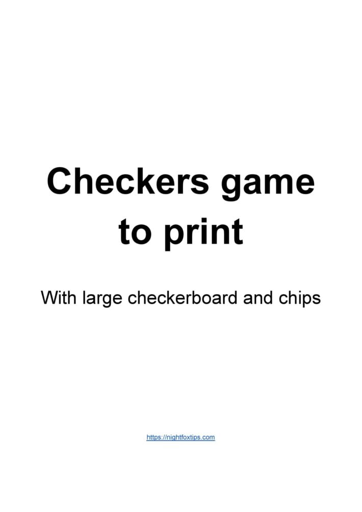 Checkers game to print