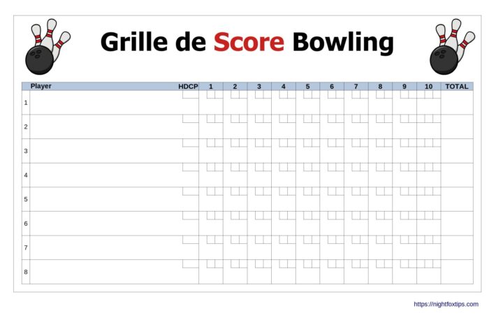 Grille de Score Bowling