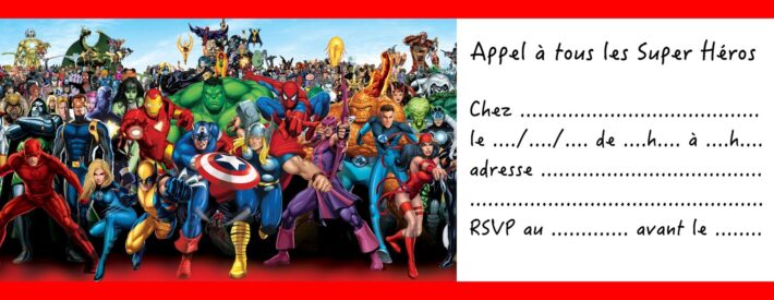 Invitation anniversaire Super Heros