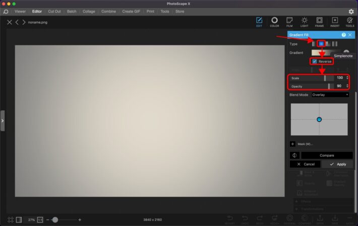 Make your own grey gradient background - Step 5