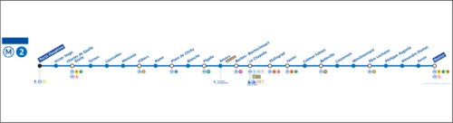 Paris Metro Line 2 stations map