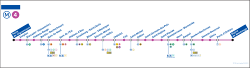 Paris Metro Line 4 stations map