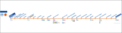 Paris Metro Line 5 stations map