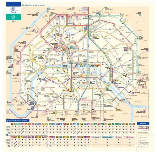 Mini plan bus Paris RATP