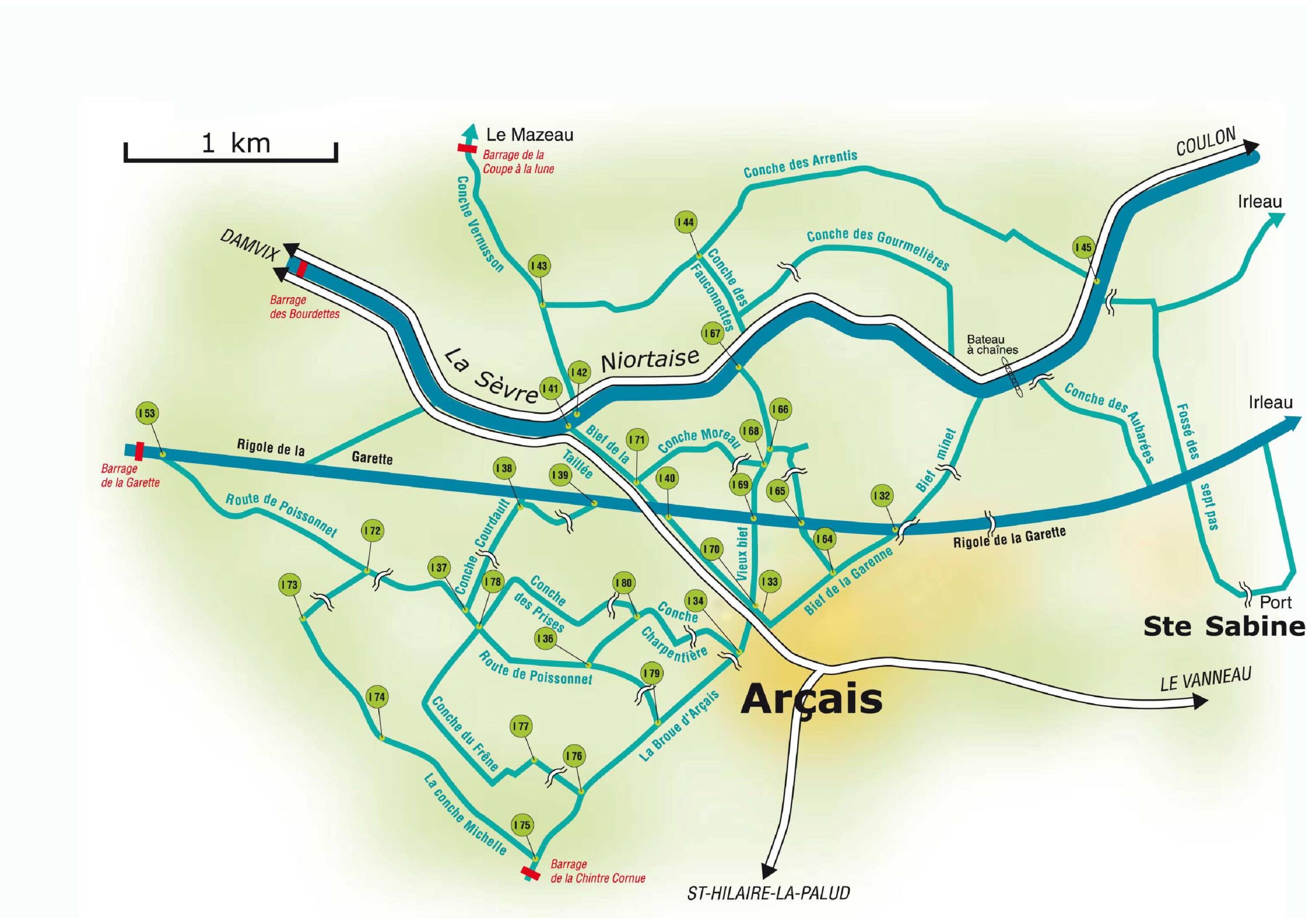 Plan du Marais Poitevin Arçais Bardehuttiers