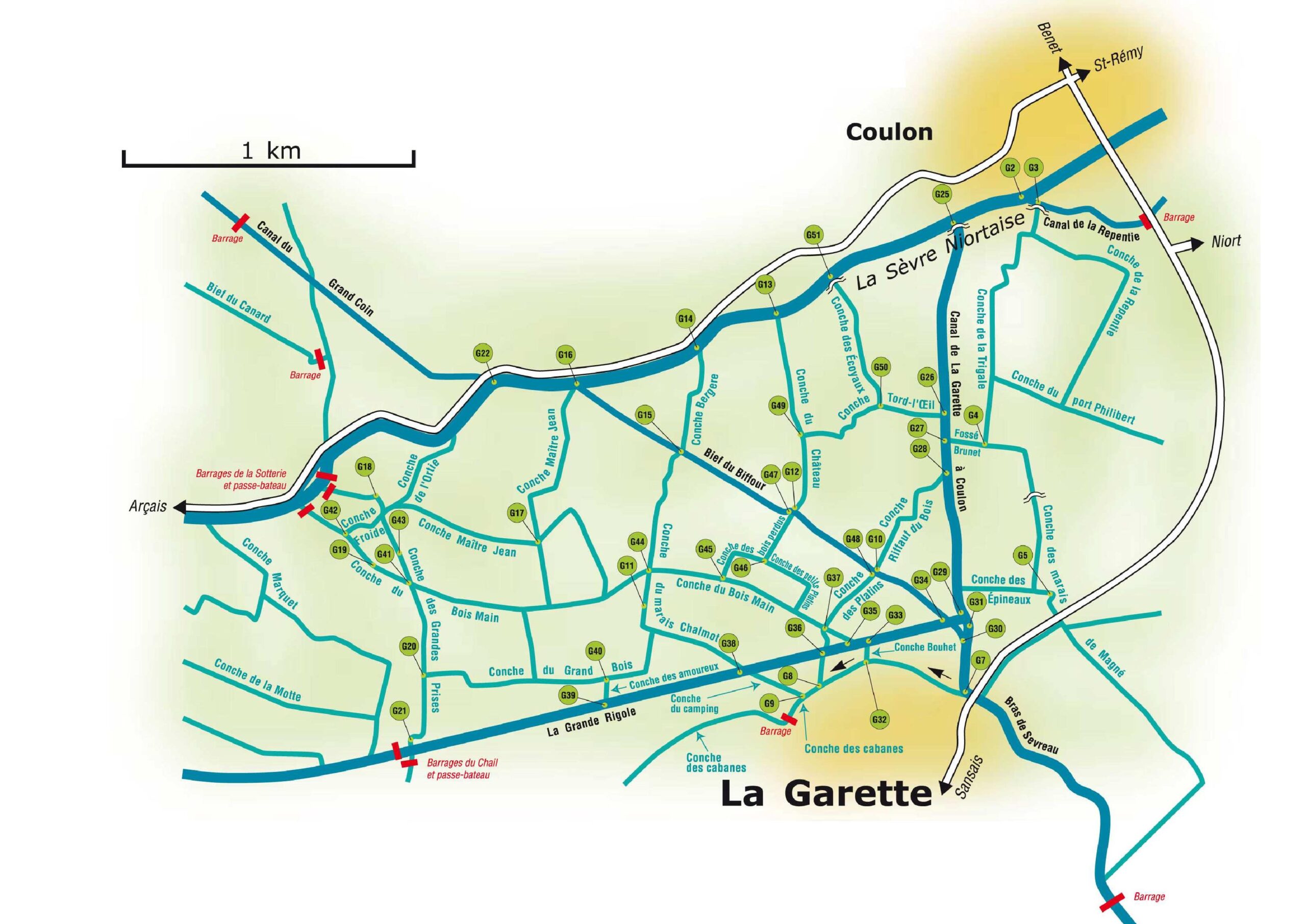 Plan du Marais Poitevin Lagarette Largeaud Bouyer