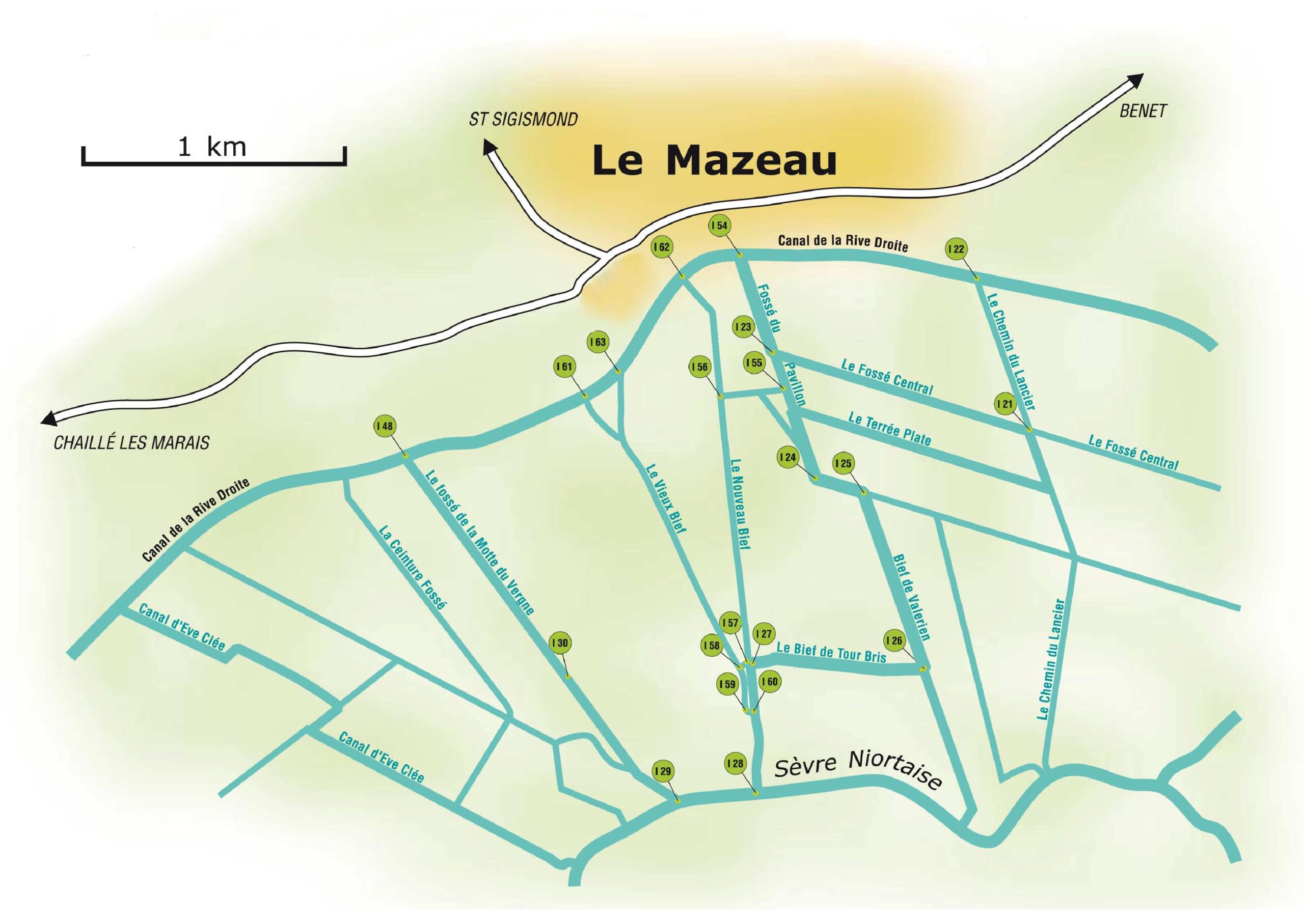 Plan du Marais Poitevin Lemazeau Lavenise verte