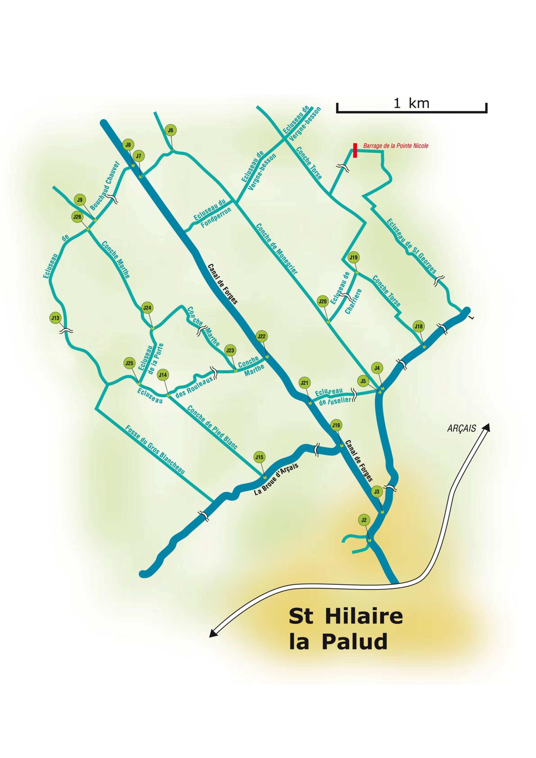 Plan du Marais Poitevin St Hilaire la Palud le Lidon