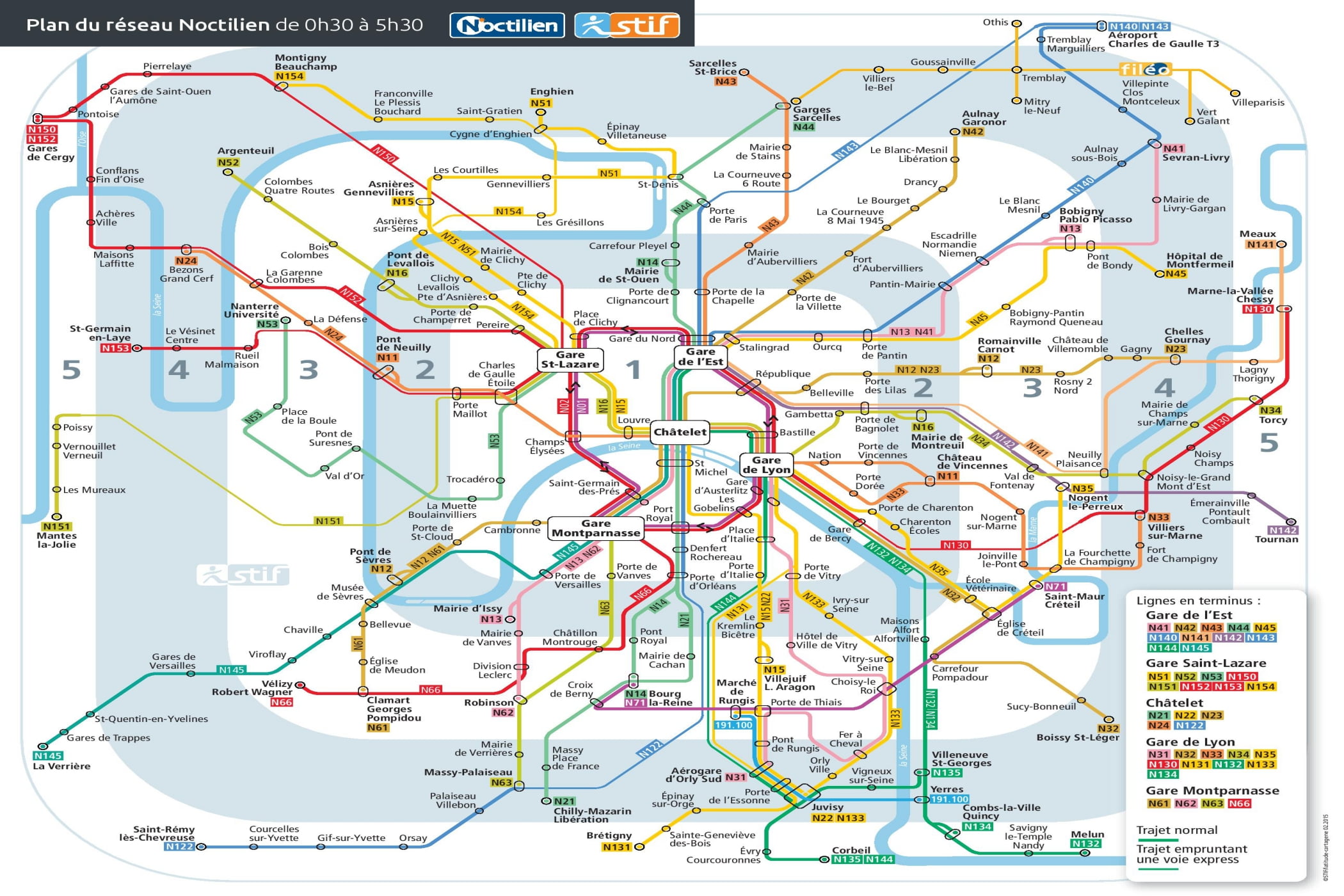 Noctilien Paris night bus map to download in PDF - Night Fox Tips