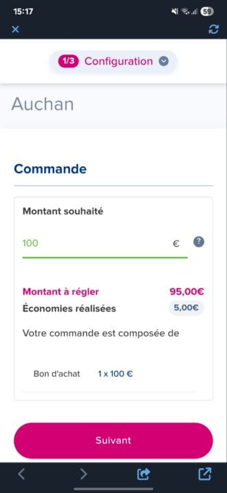 Etape 1: Choisir le montant