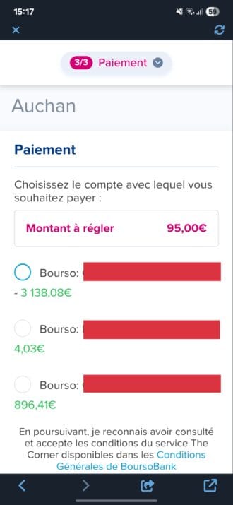Etape 3: Choisir le compte à débiter