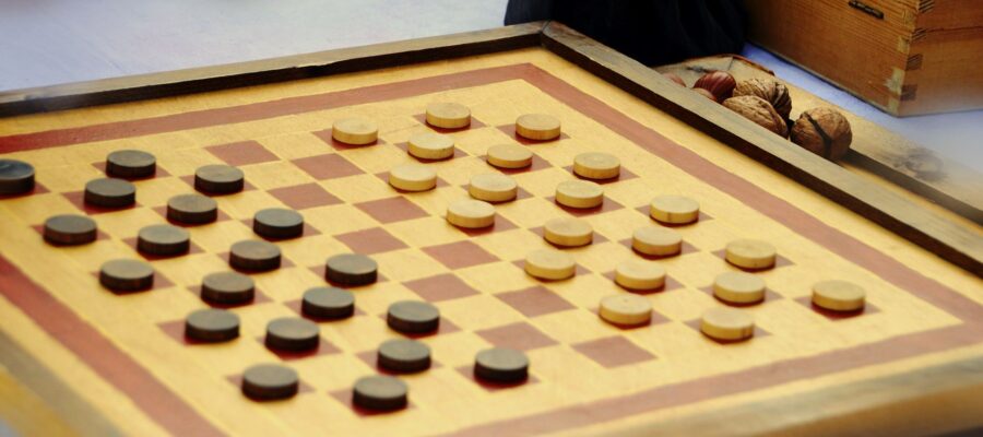 Checker game in wood
