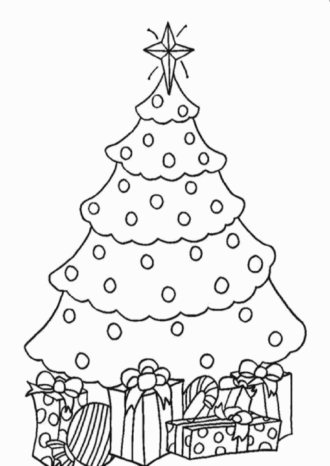 Christmas tree coloring with gifts