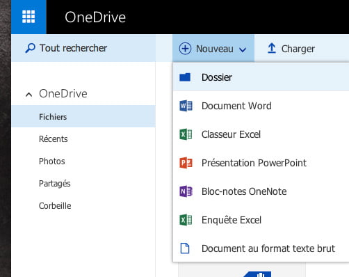 Create a new Word, Excel or PowerPoint Online file