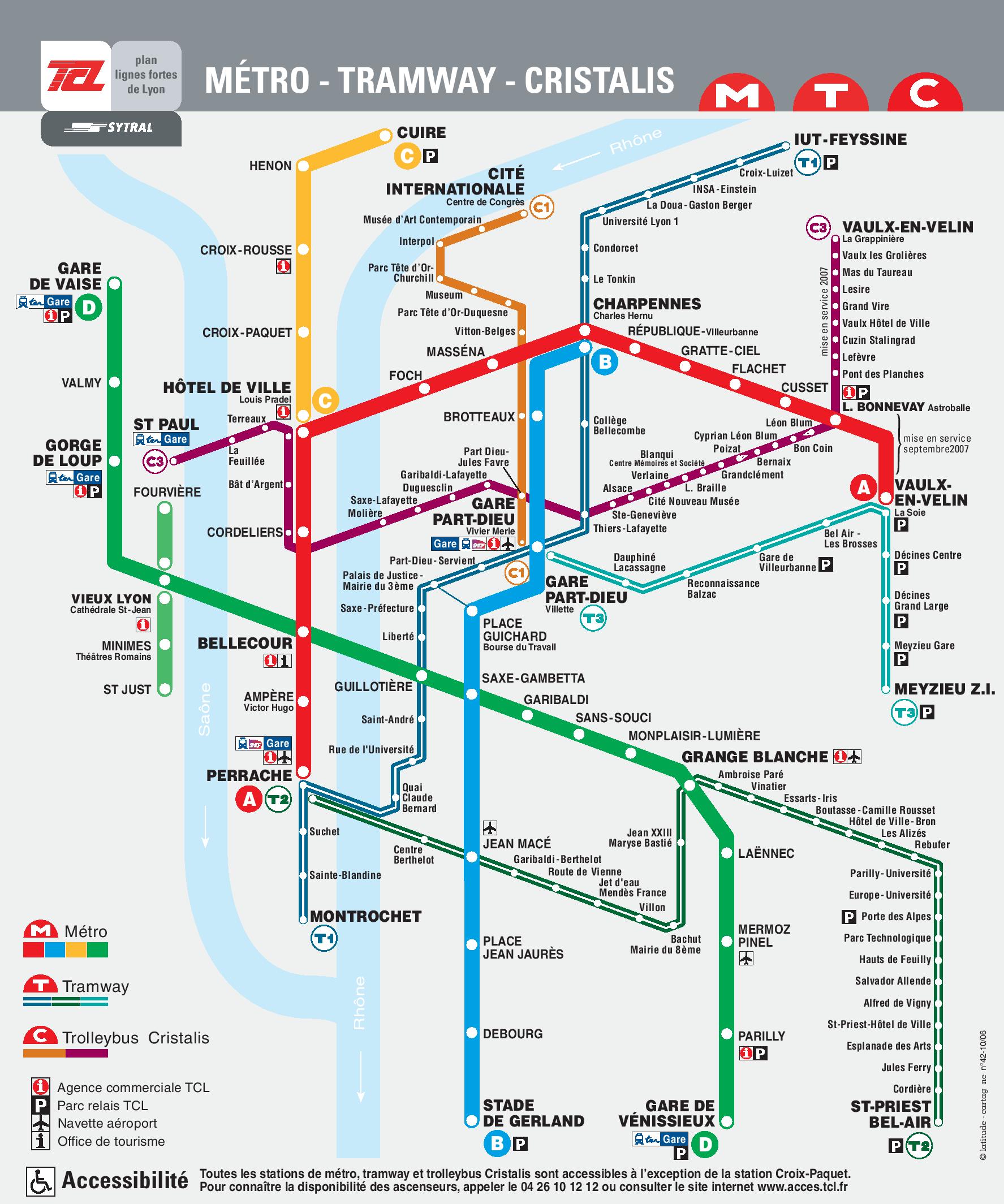 Lyon France Metro Map